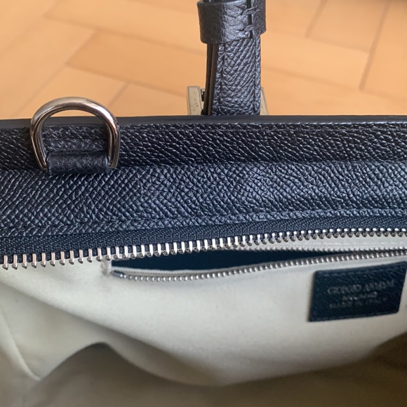 Giorgio Armani -top handle bag - black textured leather with silver hardware - Picture 9 of 9